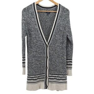 American Eagle Outfitters Womens M Gray Marled Longline‎ Cardigan Button Front
